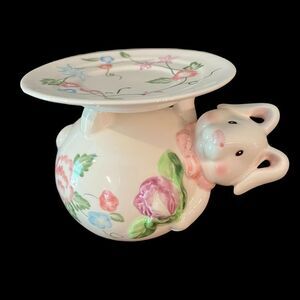 Bunny/Rabbit Tulip Pillar vintage Candle Holder 5 x 3 1/2“